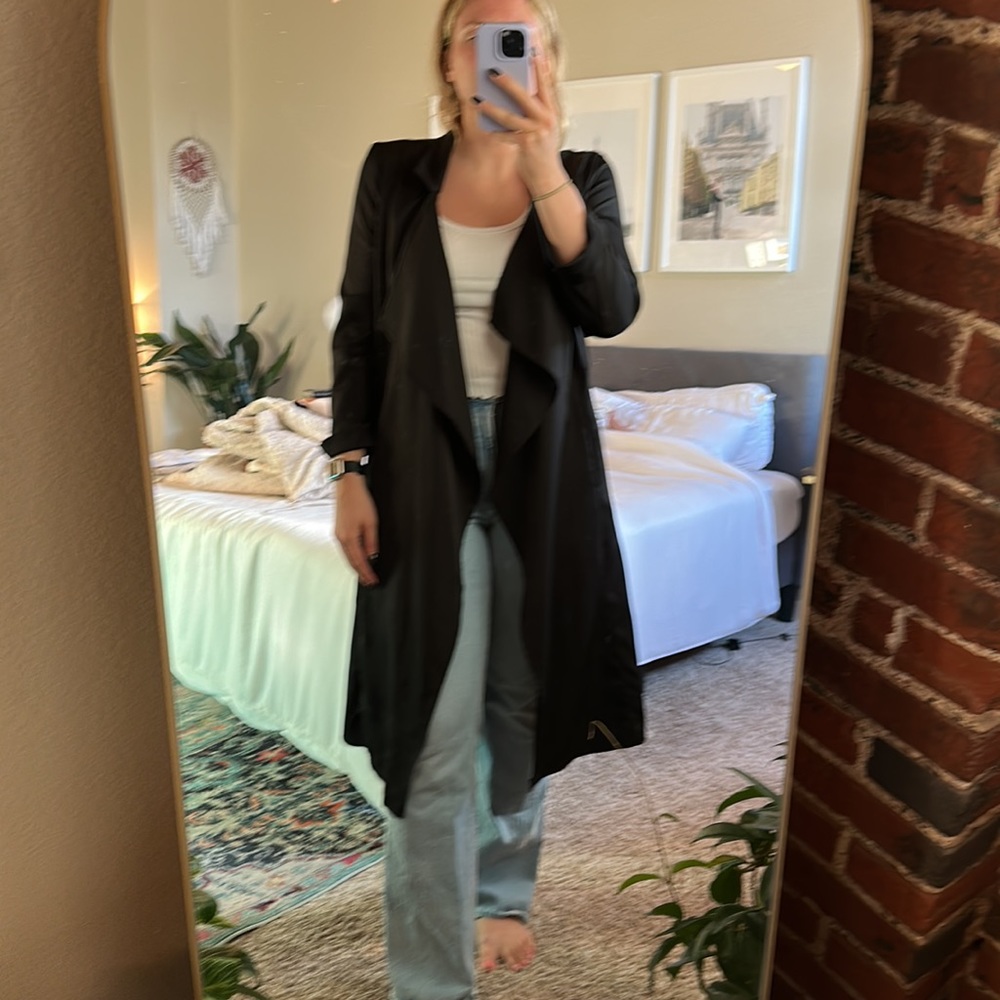 Black long sleeve duster cardigan